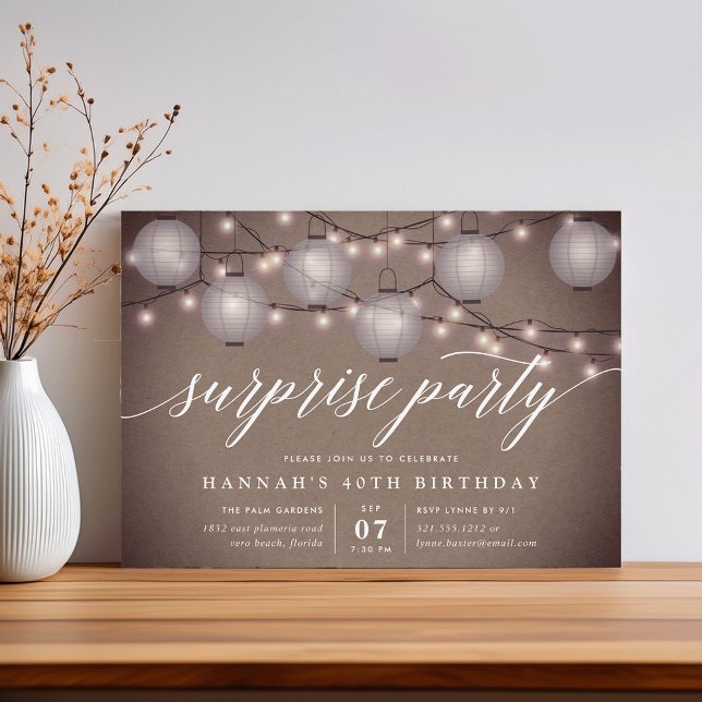 Rustikale Lanterns Überraschende Party Einladung (Von Creator hochgeladen)