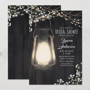 Rustikale Laterne Baby's Breath Lichter Brause Sho Einladung