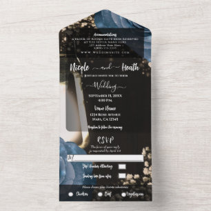 Rustikale Laterne & Dusty Blue Rose Hochzeit + UAW All In One Einladung