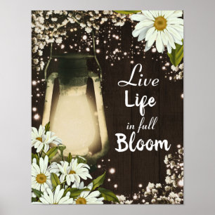 Rustikale Laterne & Gänseblümchen Landblumen-Wand Poster