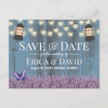 Rustikale Laterne Lavendel Dusty Blue Save-the-Dat