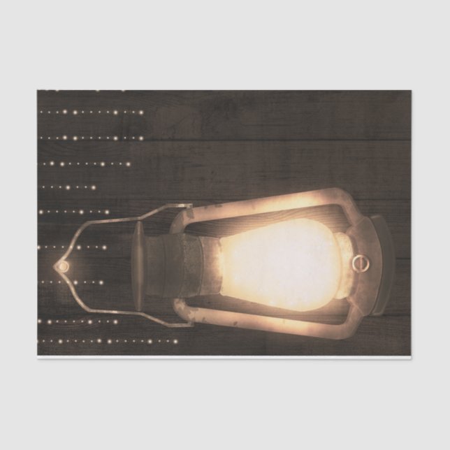 Rustikale Laterne & Lights Braun-Holz-Hochzeit Seidenpapier (Vorderseite)