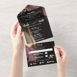 Rustikale Laternenpfeifen Rose Hochzeit All In One Einladung