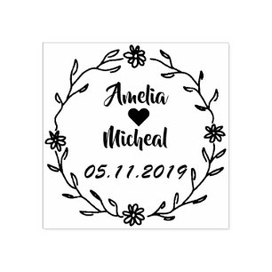 Rustikale Laurel Country Wreath Wedding retten das Gummistempel
