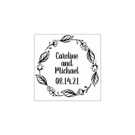 Rustikale Laurels und Rose Landschaden | Hochzeit Gummistempel
