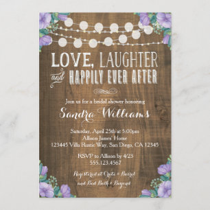 Rustikale Lavendel Bloral Bridal Dusche Einladung
