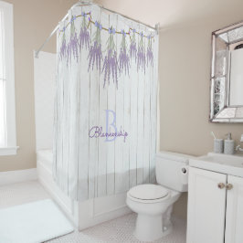 Rustikale Lavendel-Blume Bundles Monogramm-Vorlage Duschvorhang