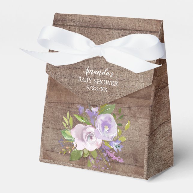 Rustikale Lavendel Blume Kinderdusche Gefallen Box Geschenkschachtel (Vorderseite)