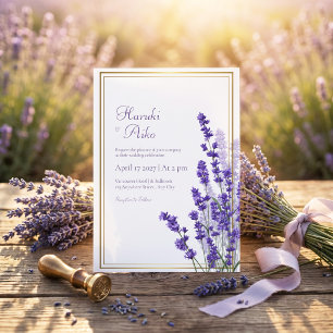 Rustikale Lavendel-Doppellinien-Rahmenrand-Hochzei Einladung