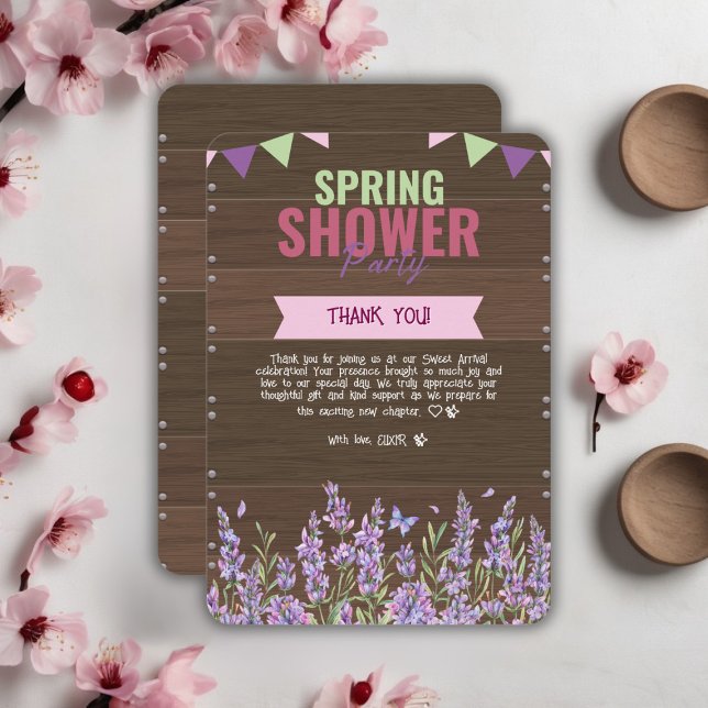 Rustikale Lavendel Dusche Party Babydusche Dankeskarte (Von Creator hochgeladen)