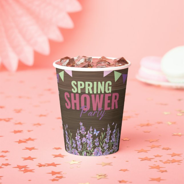 Rustikale Lavendel Dusche Party Babydusche Pappbecher (Insitu)