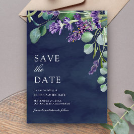 Rustikale Lavendel Eucalyptus Navy Blue Wedding Save The Date