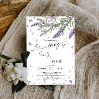 Rustikale Lavendel-Hochzeit Einladung
