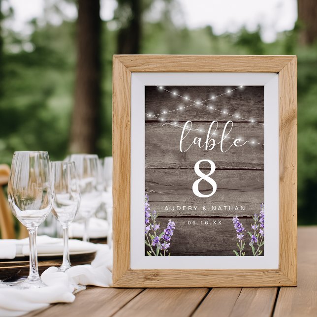 Rustikale Lavendel-Lichter Hochzeit Tischnummer (Rustic Lavender Lights Wedding Table Number)