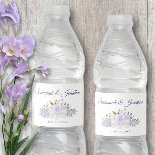 Rustikale Lavendel Lila Rose & Blütenhochzeit Wasserflaschenetikett