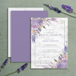Rustikale Lavendel Lilac Gold Blütendusche Einladung