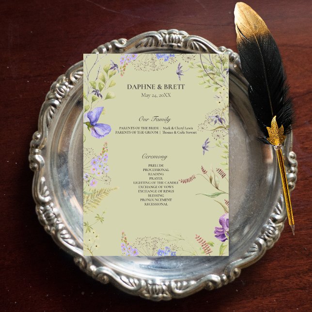 Rustikale Lavendel Sage Wildblumen Lavender Weddin Programm (Rustic Lavender & Sage Wildflowers Sage Wedding Program)