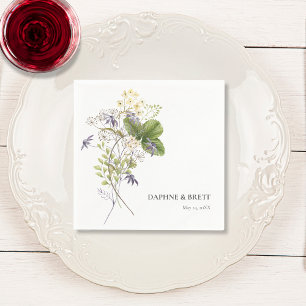 Rustikale Lavendel & Sage Wildblumen Weiße Hochzei Serviette