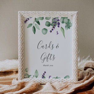 Rustikale Lavendel- und Eukalyptus-Karten und Gesc Poster