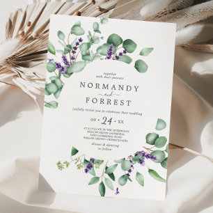 Rustikale Lavendel und Eukalyptus-Lässige Hochzeit Einladung