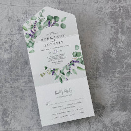 Rustikale Lavendel und Eukalyptus Wedding All In One Einladung