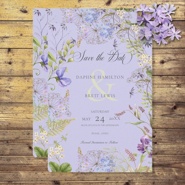 Rustikale Lavendel- und Zahnpasta-Wildblumen Laven Save The Date (Von Creator hochgeladen)