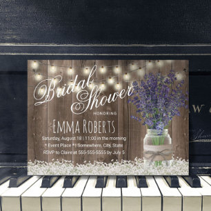 Rustikale Lavender Blume Mason Jar Brautparty Einladung