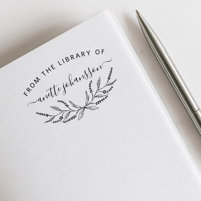 Rustikale Lavender Handgeschriebene benutzerdefini Gummistempel (Rustic Lavender Handwritten Custom Library Books Rubber Stamp)