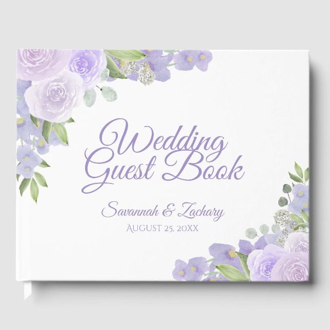 Rustikale Lavender Lila floral Boho Chic Hochzeit Gästebuch (Vorderseite)