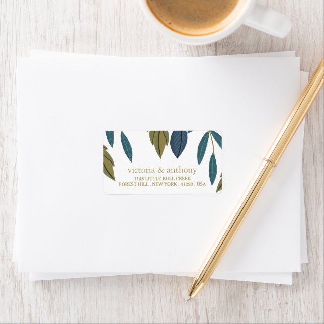 Rustikale Leaf-Blumenhochzeit Adressaufkleber (Insitu)