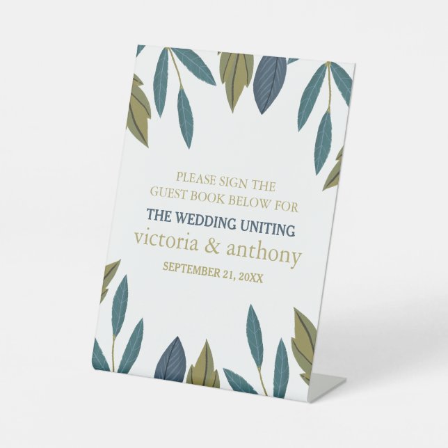 Rustikale Leaf-Blumenhochzeit Sockelschild (Vorderseite)