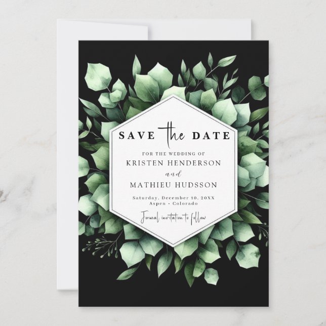 Rustikale Leaf Eukalyptus Digital Wedding Save The Date (Vorderseite)