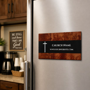 Rustikale Leder-Kreuz-Kirchen-Pastor-Visitenkarte Magnetische Visitenkarte