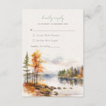 Rustikale Leinen mit Herbstsee Hochzeit RSVP Card