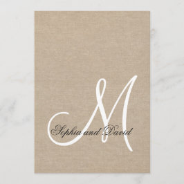 Rustikale Leinwand Hochzeit Monogramm erste Einlad Einladung