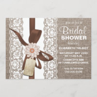 Rustikale Leinwand-u. Spitze-Brautparty-Einladung