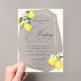 Rustikale Lemon Citrus Boho Sommerhochzeit Acryleinladungen