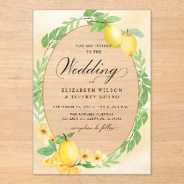 Rustikale Lemon Citrus Boho Sommerhochzeit Acryleinladungen