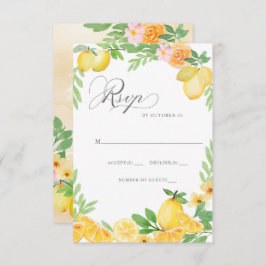 Rustikale Lemon Citrus Boho Sommerhochzeit RSVP Karte