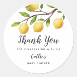 Rustikale Lemon Gender Neutral Baby Dusche Runder Aufkleber