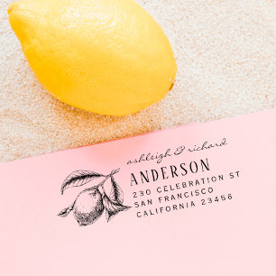 Rustikale Lemon-Illustration - Namen und Rücksende Permastempel