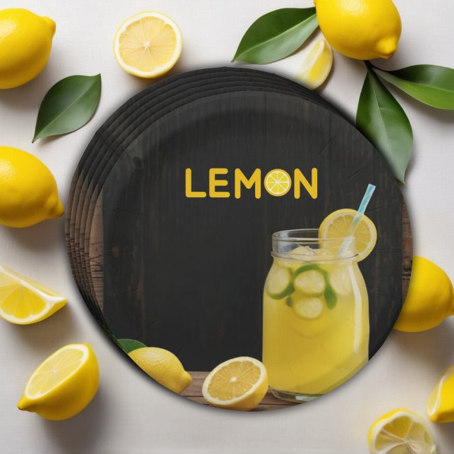 Rustikale Lemon Lemonade Kinderdusche Pappteller (Von Creator hochgeladen)