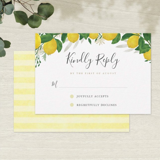Rustikale Lemon Wedding RSVP Card (Von Creator hochgeladen)