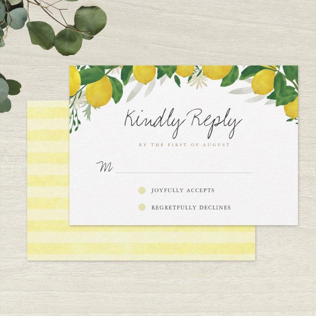 Rustikale Lemon Wedding RSVP Card (Von Creator hochgeladen)