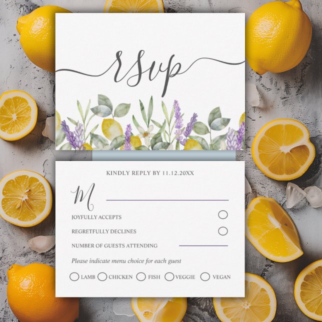 Rustikale Lemons & Lavender Wedding RSVP (Von Creator hochgeladen)