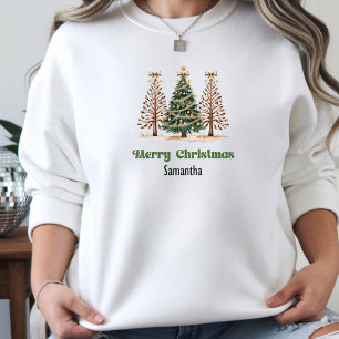 Rustikale Leoparden-Weihnachtsbäume Geschenkidee f Hoodie