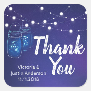 Rustikale Leuchten auf dem Land, die Glühwürmchen  Quadratischer Aufkleber