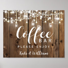 Rustikale Lichtenfolge Kaffeestation Zeichen Poster