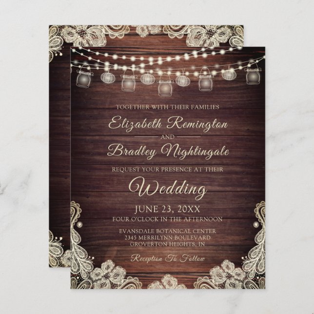 Rustikale Lichter Elfenbeinspitze Einladung zur Ho (Vorne/Hinten)