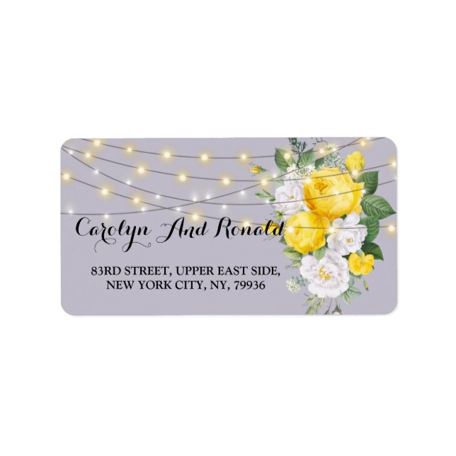 Rustikale Lichter Gelb Adressaufkleber (Vorne)